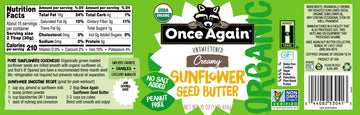Once Again Organic Creamy Sunflower Butter, 16oz - Salt Free, Unsweetened - Peanut Free, USDA Organic, Gluten Free Certified, Ve