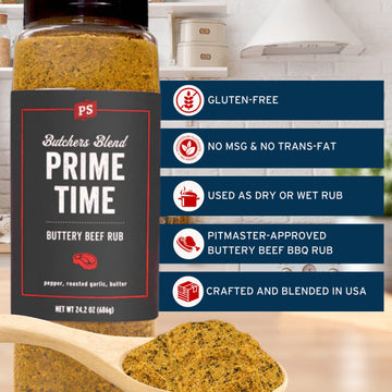 PS Seasoning BBQ Seasoning & Beef Rub - Buttery Garlic & Herb, 24.2oz, Ideal for smoky aroma, Grilling & Baking