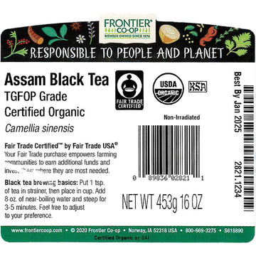 Frontier Co-Op Assam (Tippy Golden Flowery Orange Pekoe), Organic, Fair Trade 1 Lb.