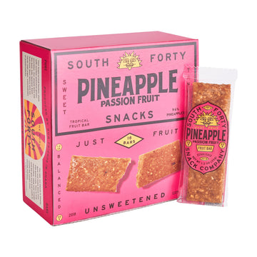 South 40 Snacks Premium Tropical Pineapple Passionfruit Fruit Bar, Just Two Ingredients, Unsweetened, No Added Sugar, Individual