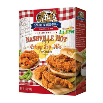 Calhoun Bend Mill Nashville Hot Style Crispy Fry Mix | Spicy Southern Seasoning For Perfect Hot Chicken Tenders And Sandwiches | Fiery Flavor | Ideal For Air Fryer Or Deep Fryer - 8 Oz (Pack Of 1)