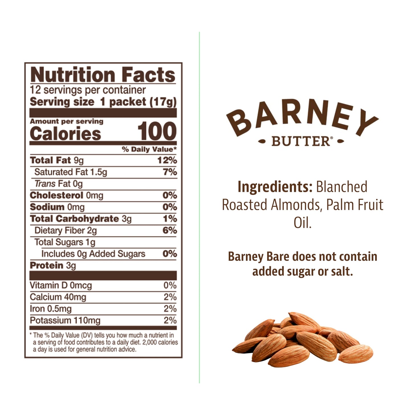 Barney Butter Almond Butter Snack Packs, Bare Smooth, 0.6 Ounce (Pack Of 12), No Added Sugar Or Salt, Skin-Free Almonds, Non-Gmo, Gluten Free, Keto, Paleo, Vegan