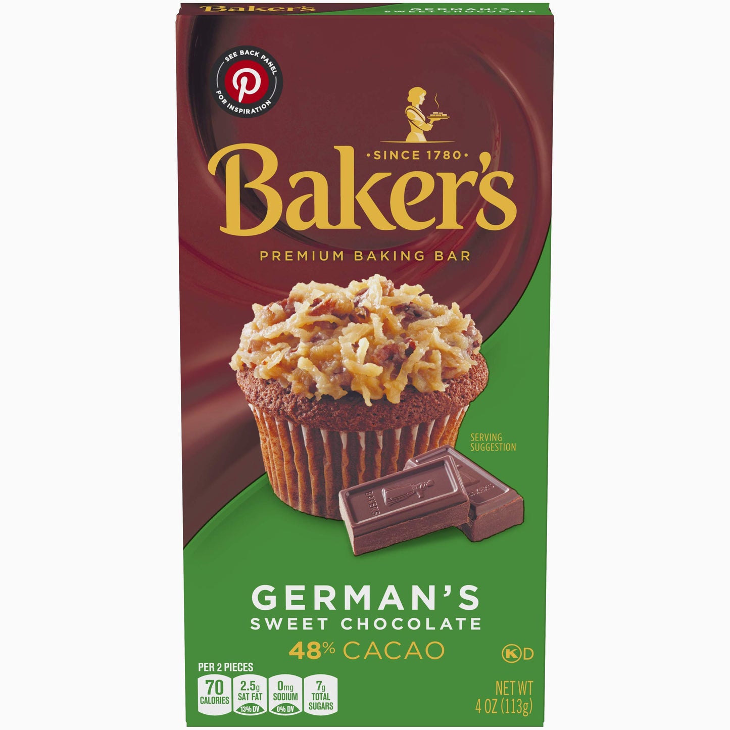 Baker'S German'S Sweet Chocolate Baking Bar, 4 Ounce (Pack Of 12)