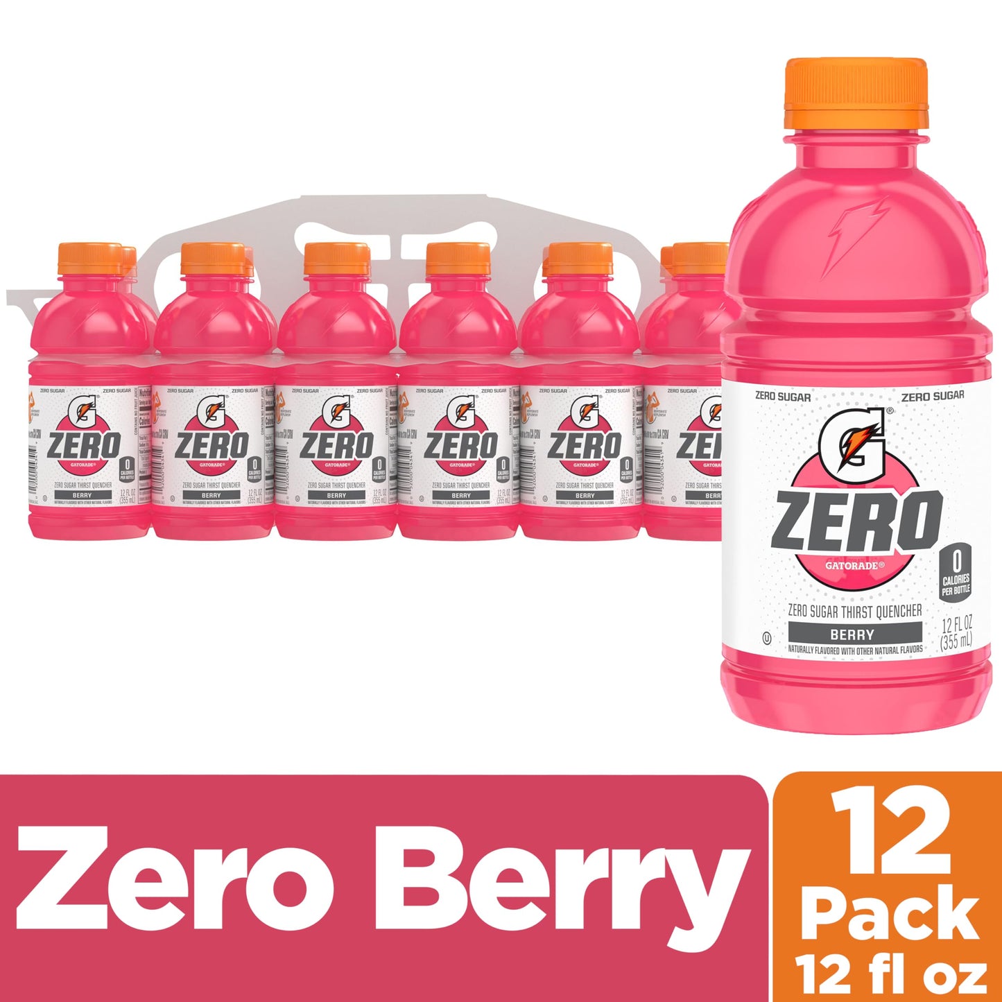 Gatorade G Zero Berry, 12 Fl Oz Bottles, 12 Pack