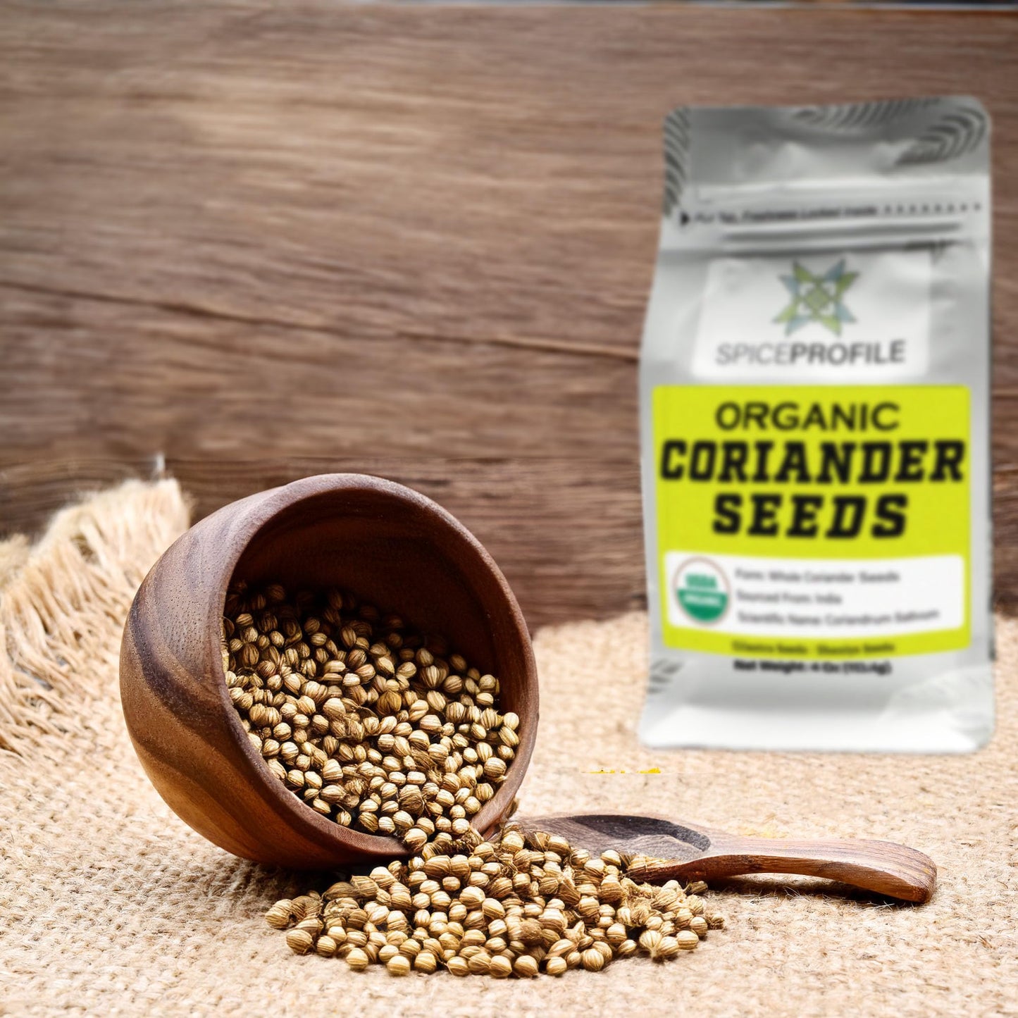 Spice Profile USDA Organic Coriander Seeds Lab Tested for Heavy Metals Resealable 4oz Pouch Dhaniya Semillas de Cilantro