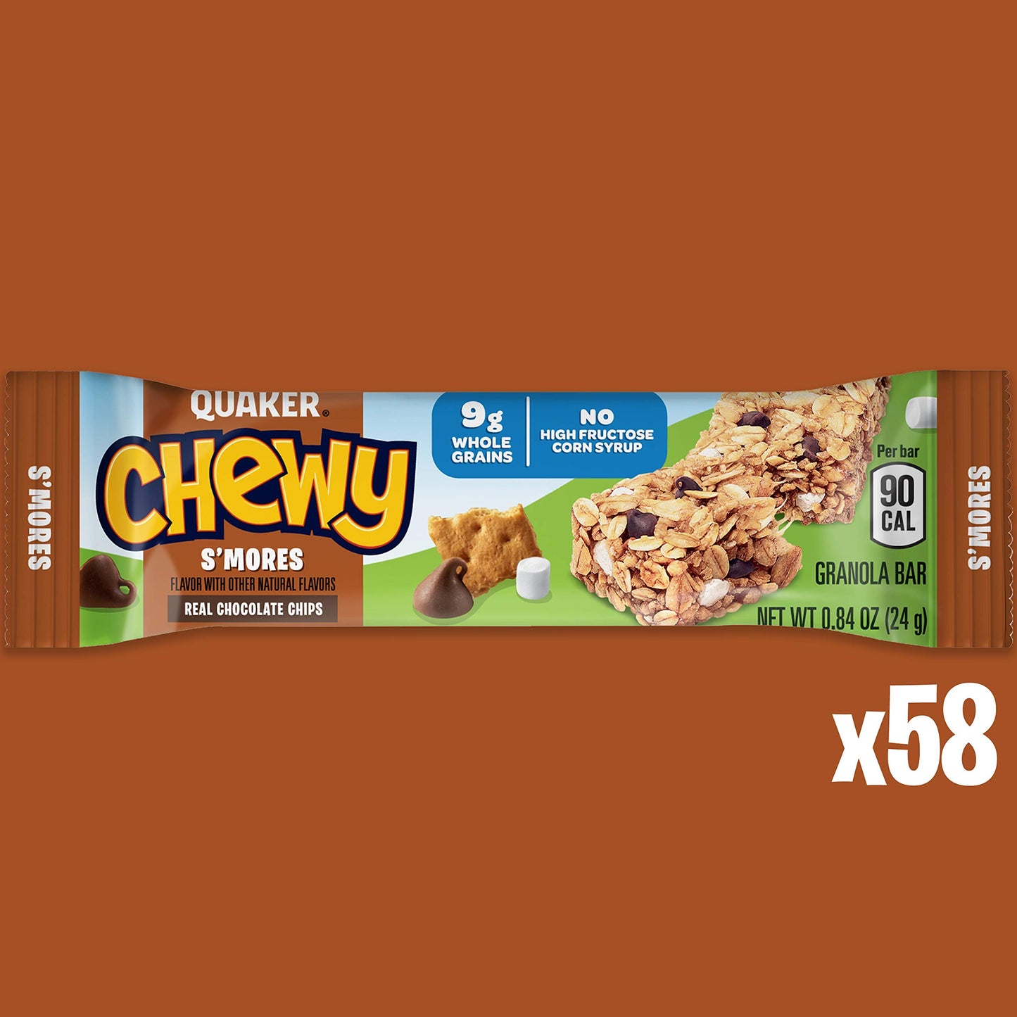 Quaker Chewy Granola Bars, Smores, 58 Count