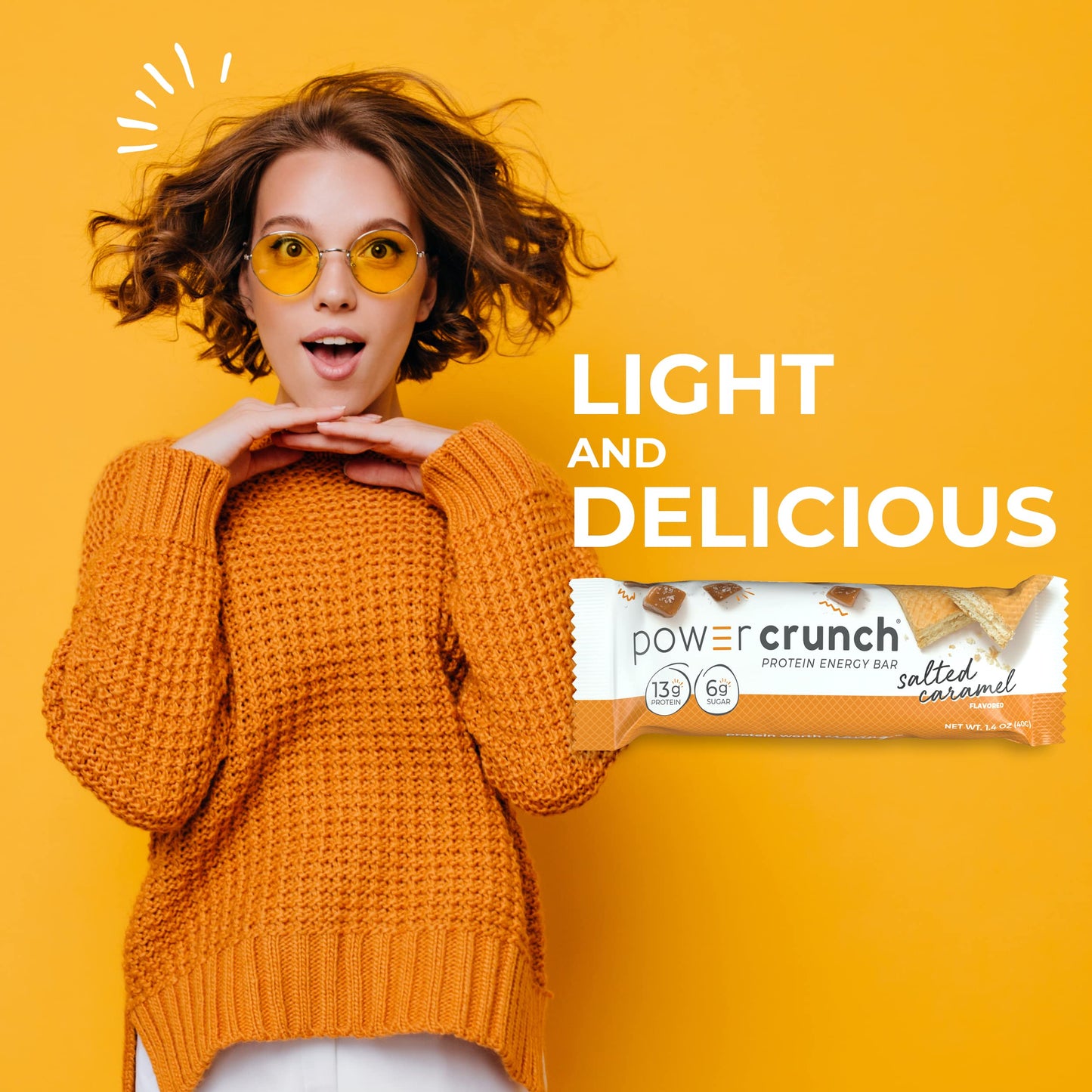 Power Crunch Protein Wafer Bars, High Protein Snacks With Delicious Taste, Salted Caramel, 1.4 Ounce (12 Count)