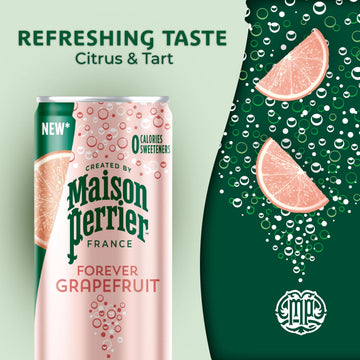Maison Perrier Sparkling Water, G fruit Flavor, 11.15 Fl Oz Cans, 8 Count, Pack of 3, Model 074780612579