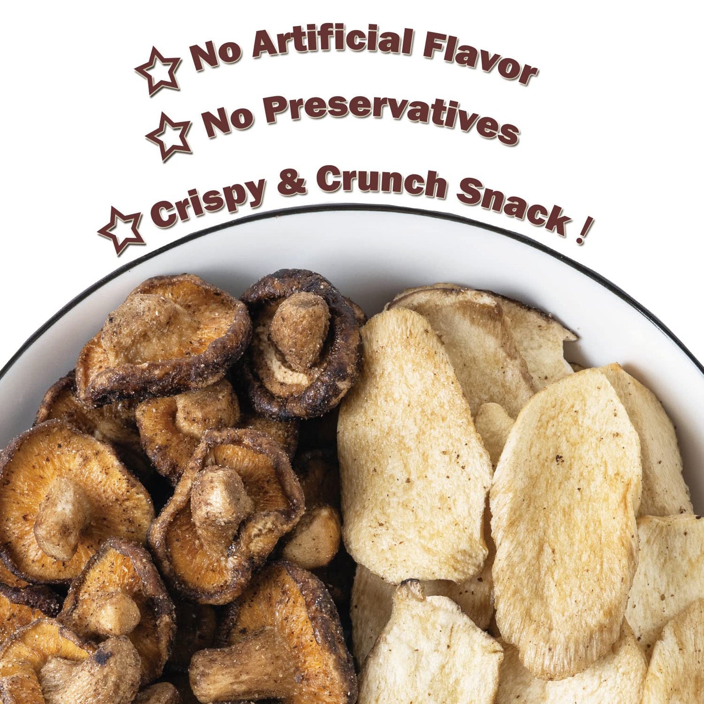 Vigorous Mountains Mushroom Chips Veggie Snacks, Dried Shiitake And King Oyster Good Salted Crisp Mix, Grocery Vegetable Snack C