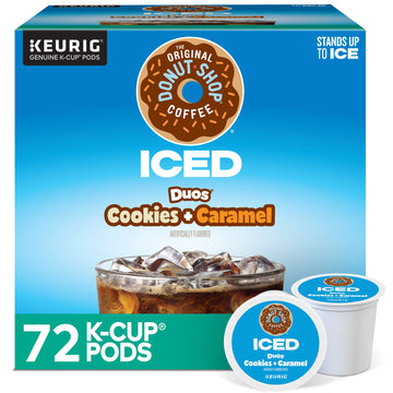 The Original Donut Shop Iced Duos Cookies + Caramel Coffee, Keurig Single Serve K-Cup Pods, 72 Count