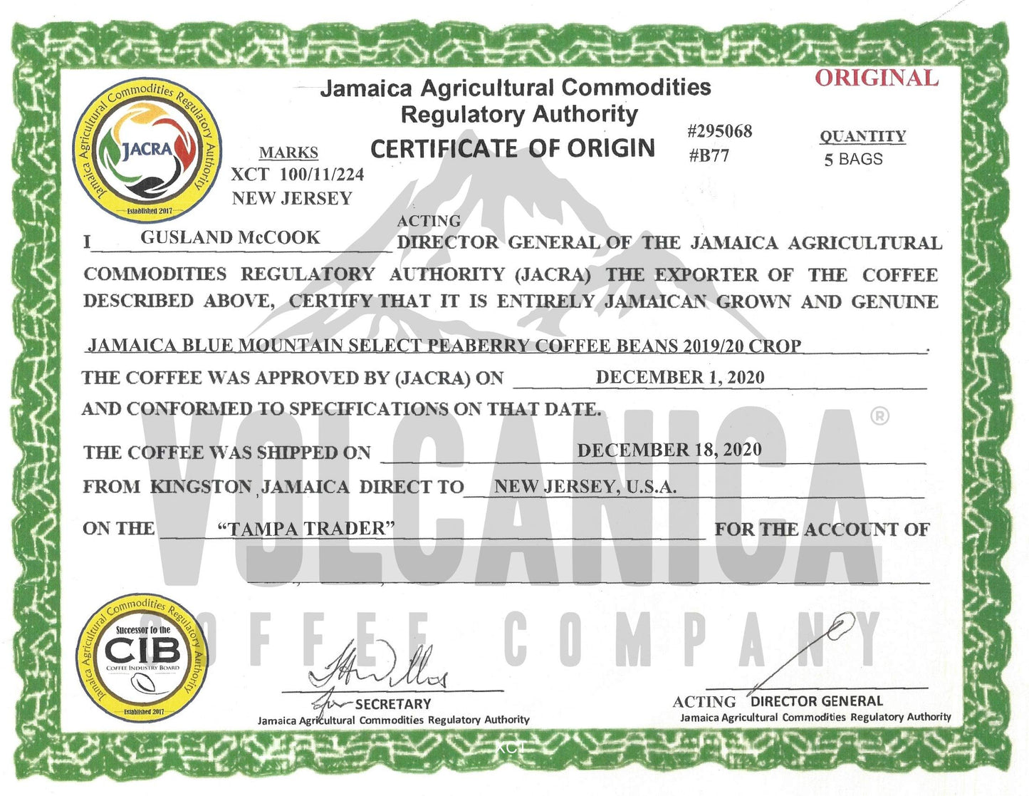 Jamaica Blue Mountain Peaberry Coffee, 100% Pure, Whole Bean, Fresh Roasted, 16-Ounce