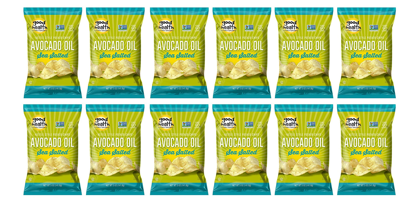 Good Health Avocado Chips Sea Salt, Salted, 5 Ounce (Pack Of 12)