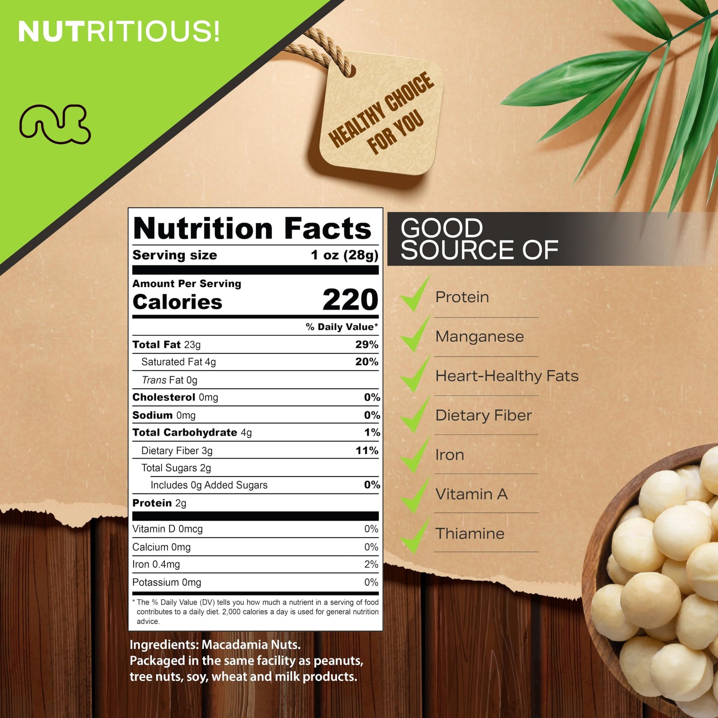 Nut Cravings Roasted Macadamia Nuts, No Shell, 8oz Resealable Bag - Healthy Snack, All Natural, Keto Friendly, Vegan, Kosher