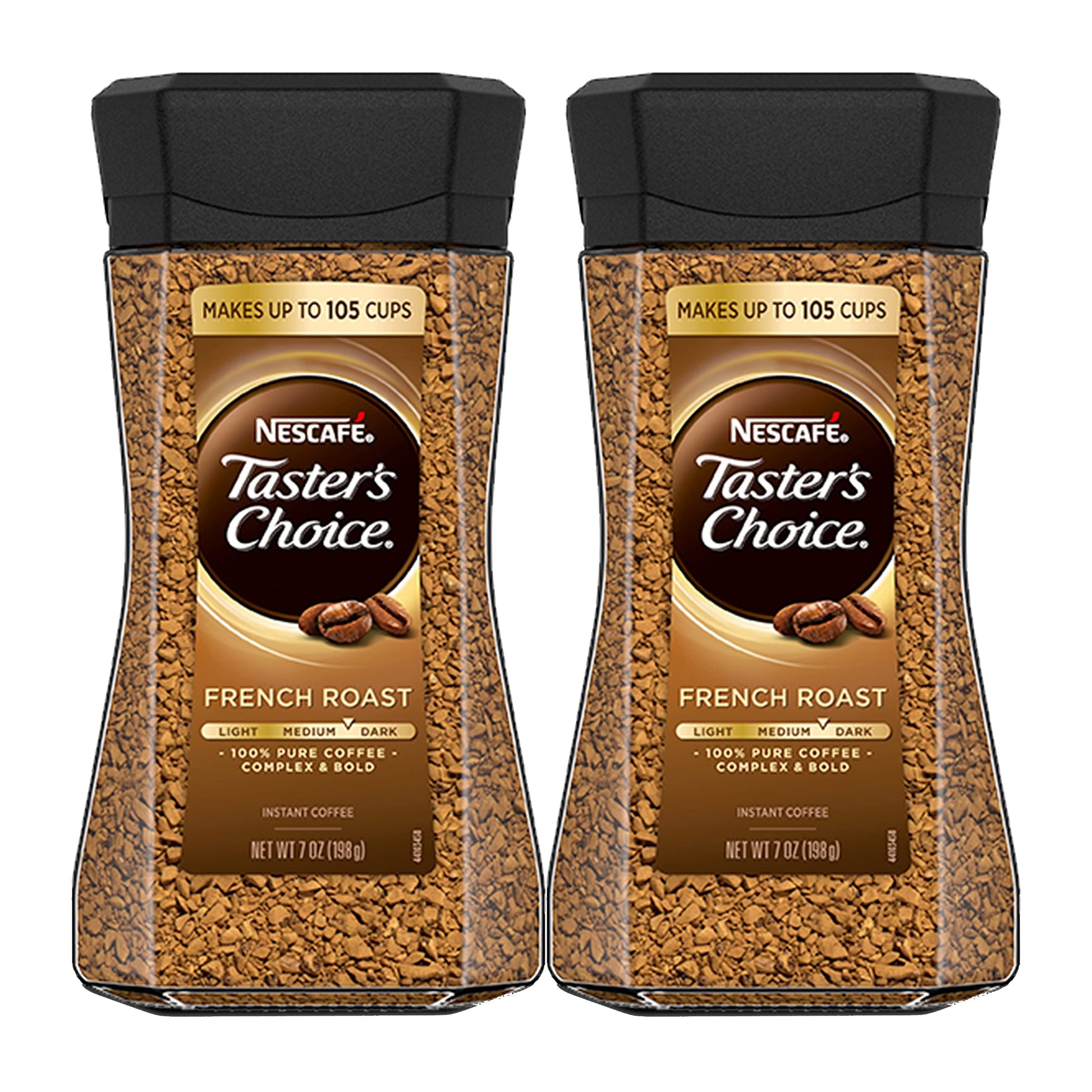Tasters Choice French Roast Instant Coffee, New Jar, 2 Bottles x 7 Oz Canister.