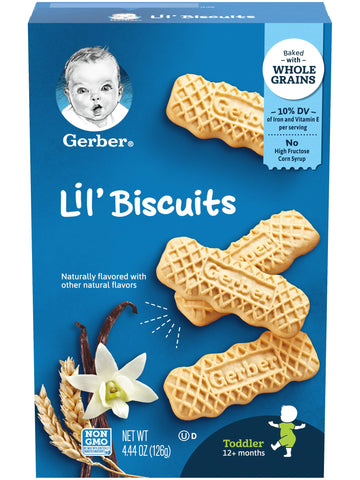 Gerber Lil Biscuits, Baked With Whole Grains, Non-Gmo & No High Fructose Corn Syrup, Made For Toddlers, 4.44 Oz Box (Pack Of 5 Boxes)