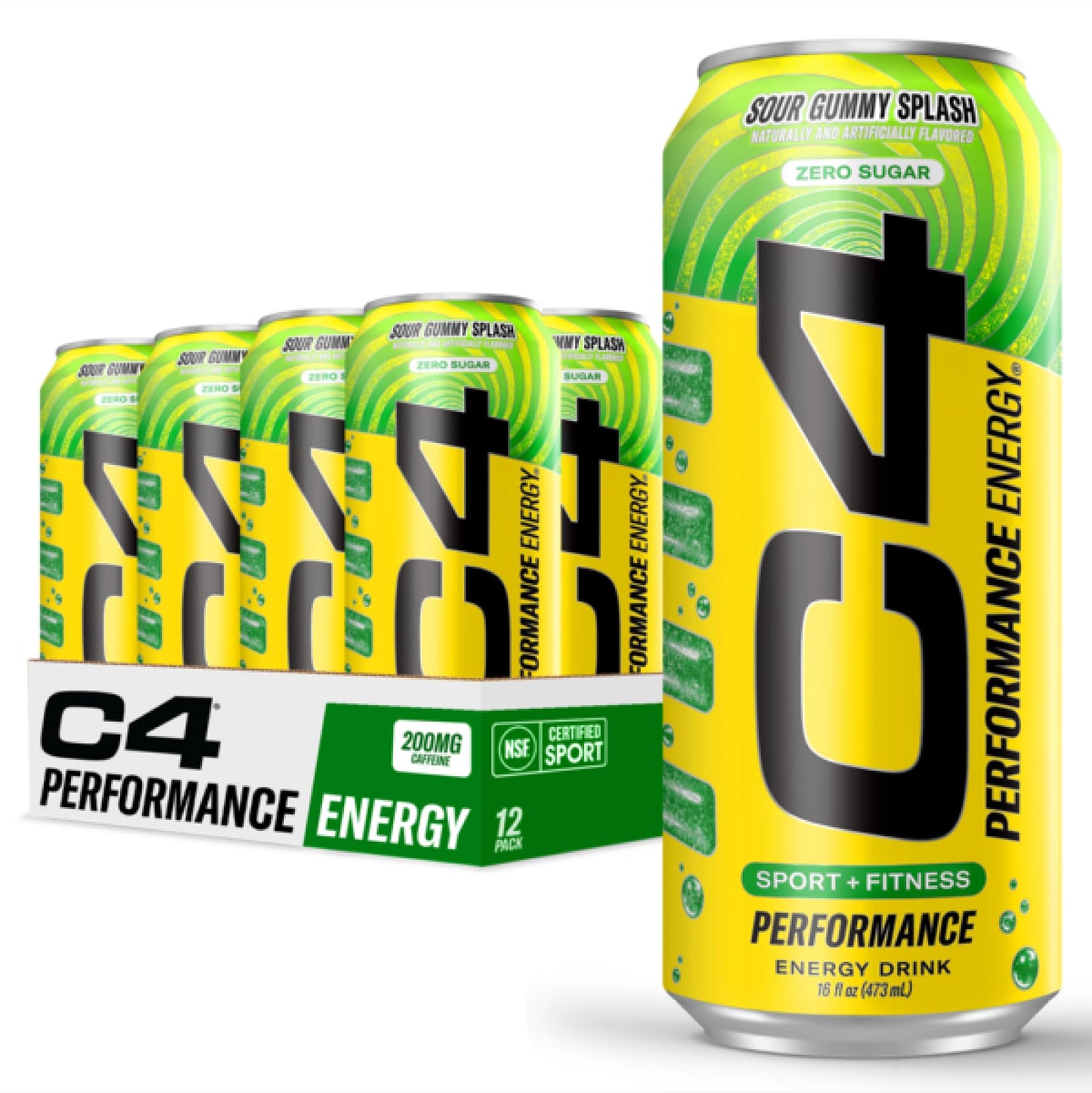 Cellucor C4 Energy Drink, Zero Sugar, Pre Workout, Sour Gummy Splash, 16 Fl Oz (Pack of 12)