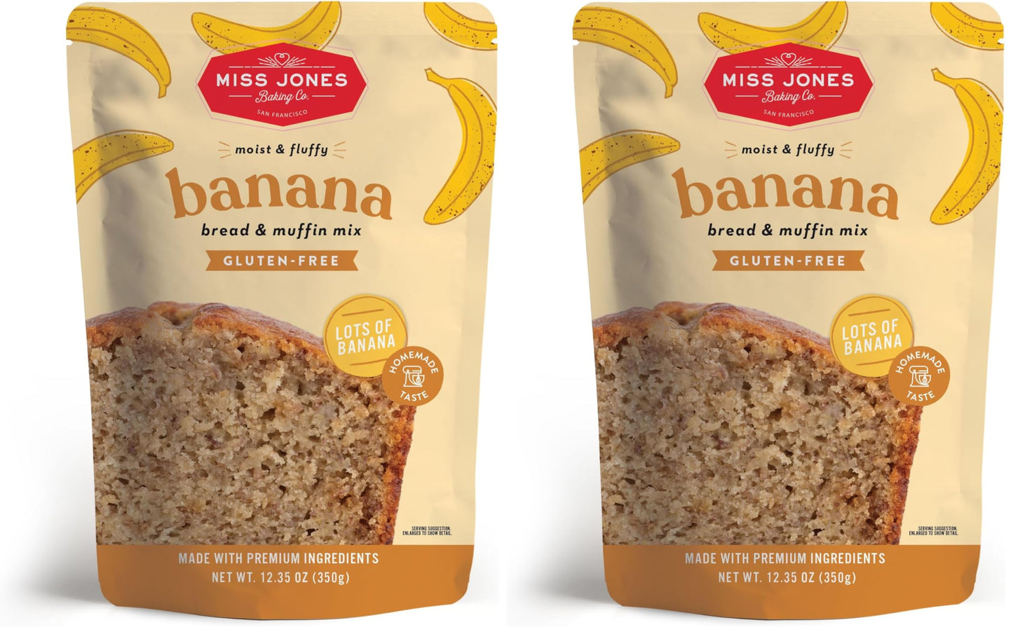 Miss Jones Baking Banana Bread & Muffin Mix - Whole Grains, 50% Lower Sugar, Real Banana, Naturally Sweetened Desserts & Treats