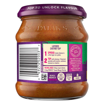 Patak'S Sweet Mango Chutney With Mild Mangos & Spices, No Artificial Flavors Or Colors, Gluten-Free, Vegetarian, 12 Ounce (Pack