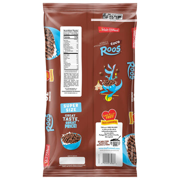 Malt-O-Meal Coco Roos Breakfast Cereal, Crunchy Chocolate Puff Cereal, Large Cereal for Family, 32 OZ Resealable Cereal Bag (Pac