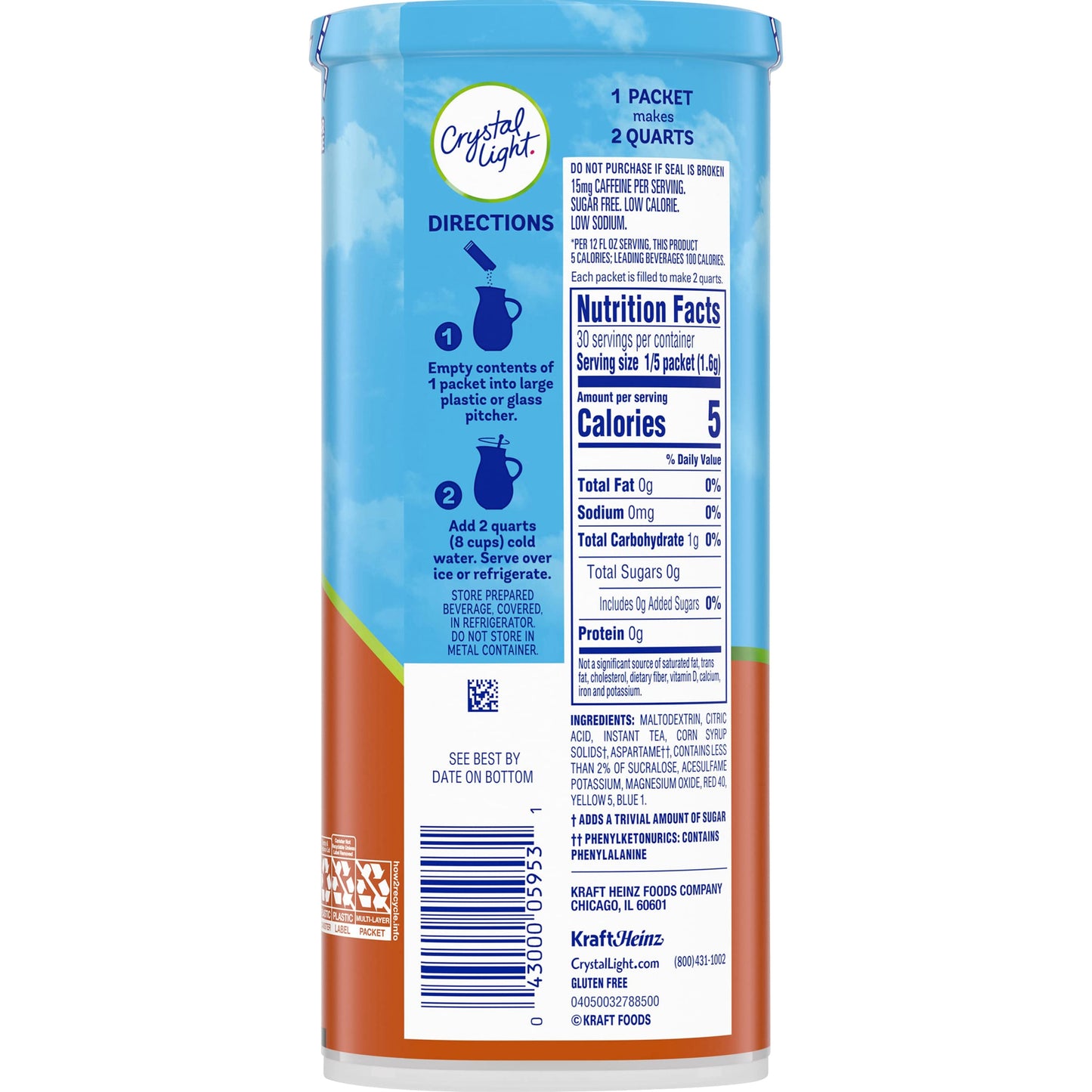 Crystal Light Sweet Tea Drink Mix, 12-Quart 1.56-Ounce Canister (Pack Of 10)