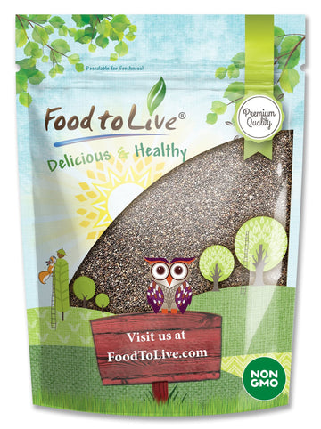 Food To Live - Black Chia Seeds, 2 Pounds - Whole, Sproutable, Vegan, Kosher, Keto, Sirtfood, Bulk. Rich In Essential Fatty Acids, Fiber, Protein. Great For Chia Pudding, Smoothie, Oatmeal