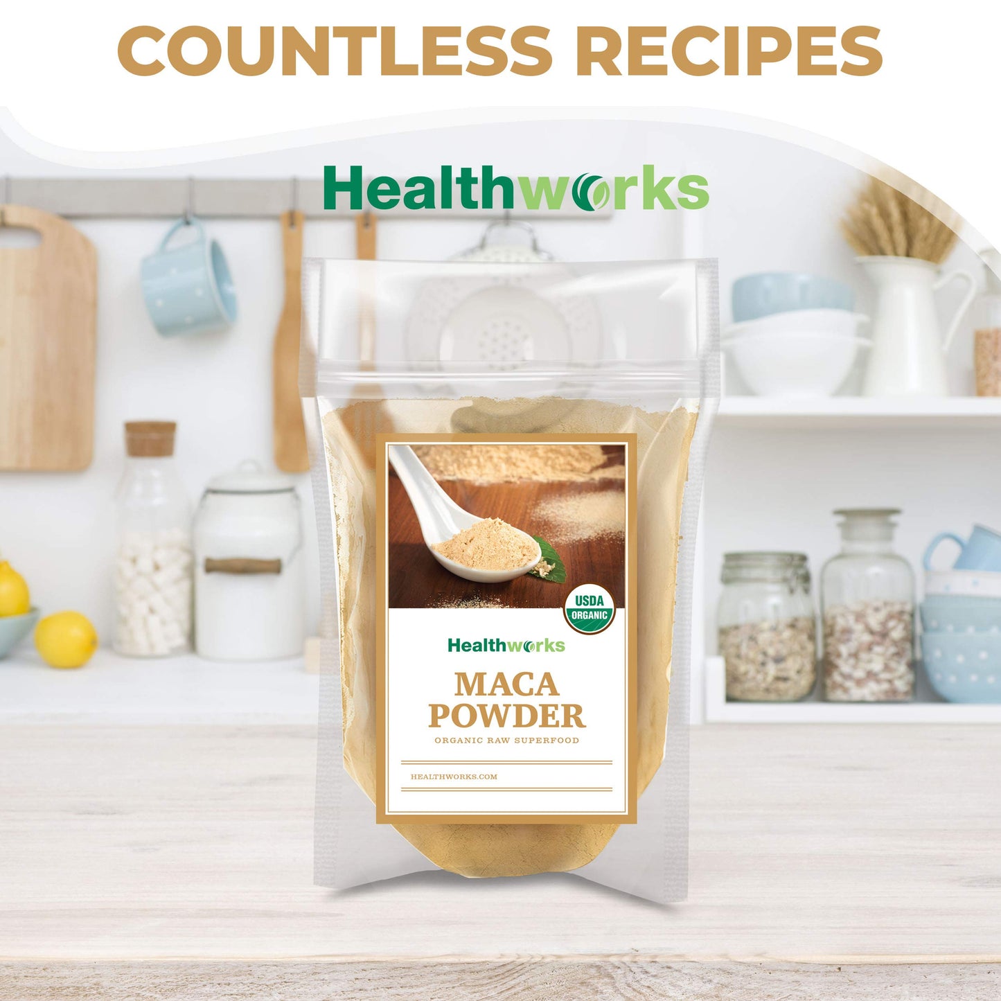 Healthworks Maca Powder Raw (32 Ounces / 2 Pounds) | Certified Organic Flour Use | Keto Vegan & Non-GMO | enhanced Peruvian Origin | Breakfast Smoothies Baking & Coffee