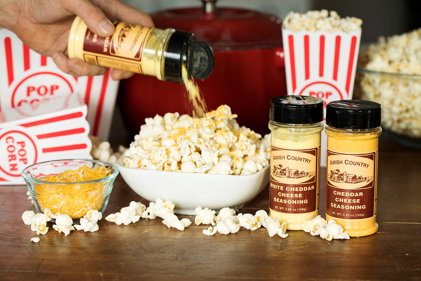 Amish Country Popcorn | Seasoning Variety Pack | Cheddar Cheese - 5.1 oz and White Cheddar Cheese - 3.8 oz Popcorn Seasoning | O
