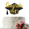 Innoru Glitter Congrats Phd Cake Topper - Congrats Grad - Phd Graduation Party Decorations Black Gold
