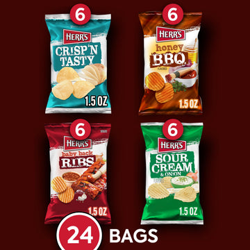 Herr s Multipack Chip Box, Assorted Flavors, Bulk Snacks - 1.5 Ounce (Pack of 24 bags)