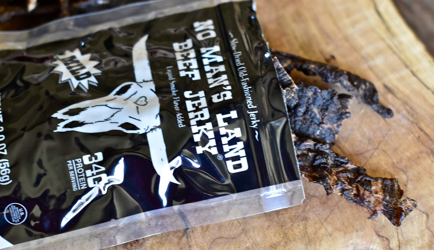 NO MANS LAND BEEF JERKY - Mild Low Calorie High Protein Beef Snack - 16oz (Pack of 1)