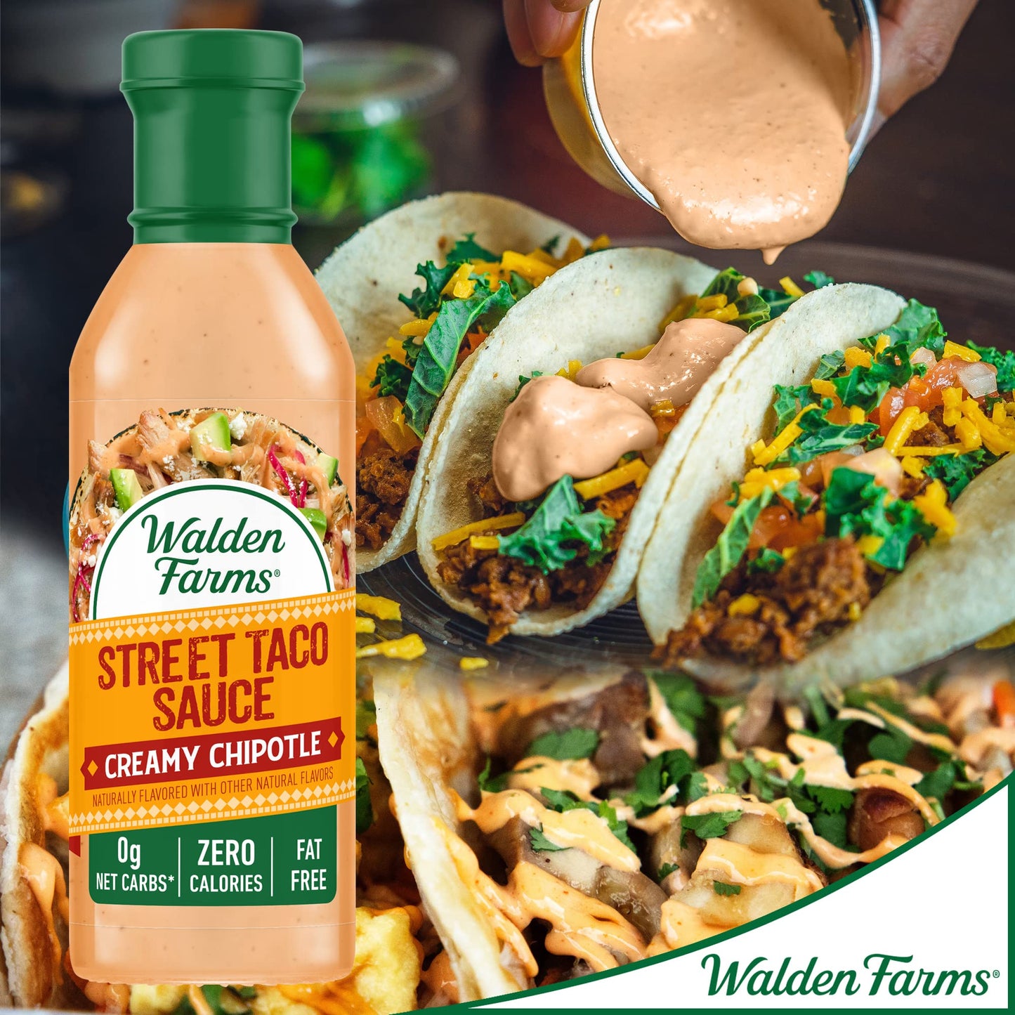 Walden Farms Street Taco Sauce Creamy Chipotle - Calorie-Free, Gluten-Free, Low Carb, Keto-Friendly, Sugar-Free, Smoky Chipotle