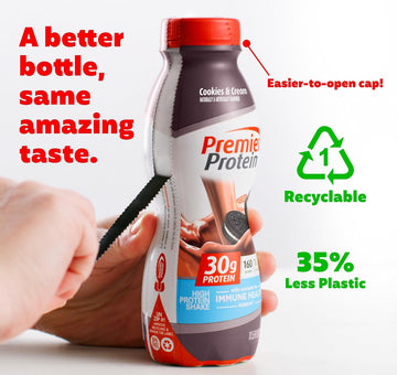 Premier Protein Shake, Cookies & Cream, 30g Protein, 1g Sugar, 24 Vitamins & Minerals, Nutrients to Support Immune Health 11.5 f