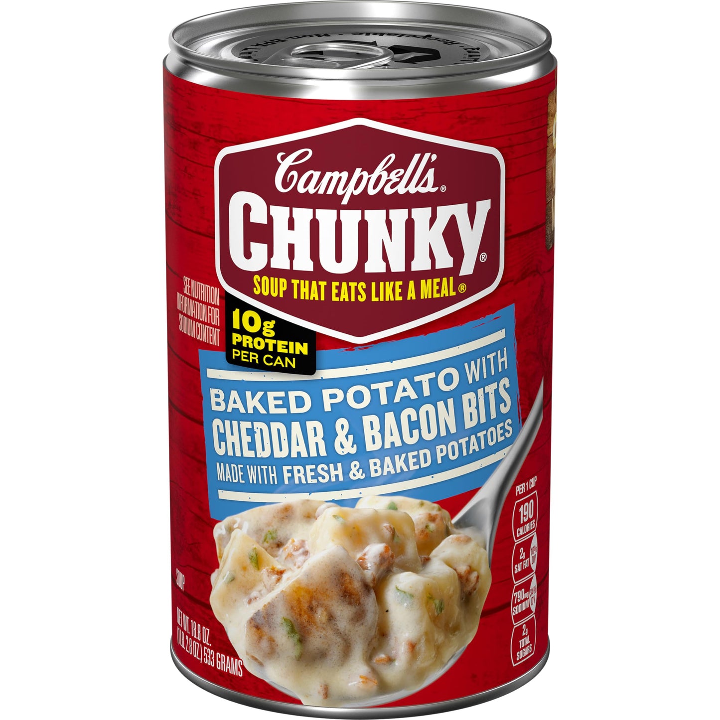 Campbells Chunky Soup, Baked Potato with Cheddar and Bacon Bits Soup, 18.8 Oz Can