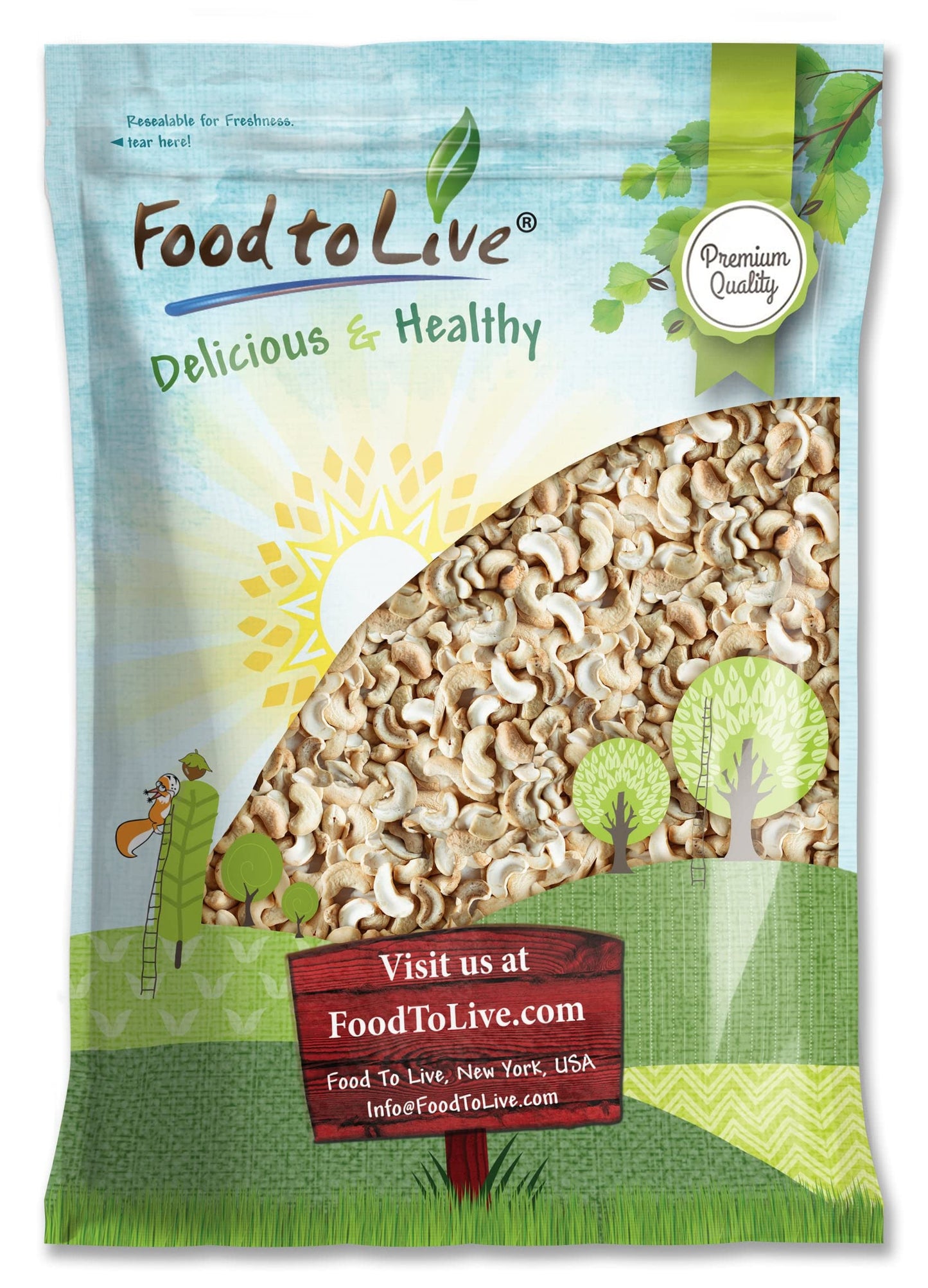 Food to Live Cashew Pieces, 7 Pounds - Kosher, Raw, Vegan, Paleo Friendly, Unsalted, Unroasted, Bulk, Rich in Selenium, Zinc, Ma
