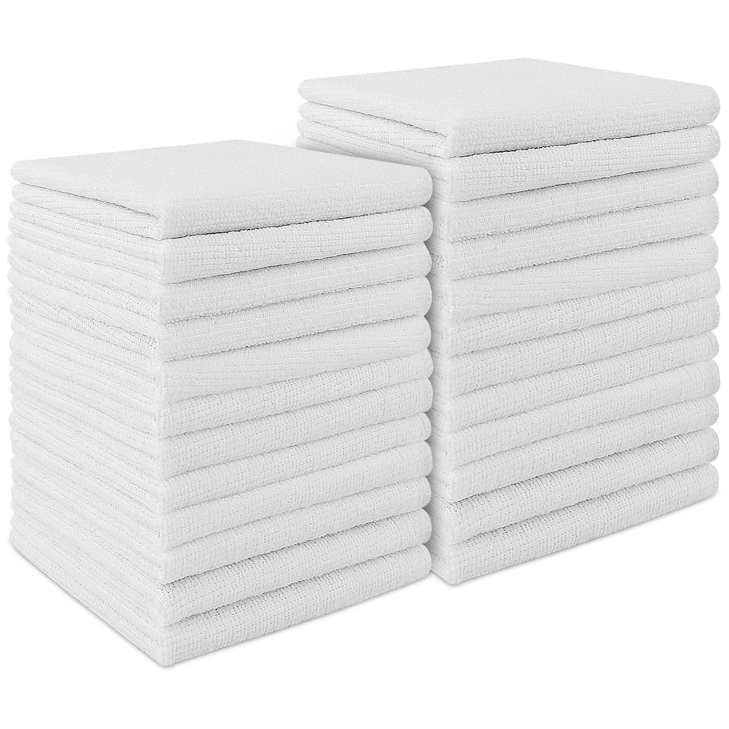 Aidea Microfiber Cleaning Cloths White-24Pk, Absorbent Cleaning Rags, Lint-Free, Scratch-Free, Streak-Free Wash Cloths, Microfib