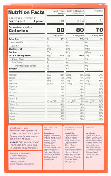 Cerebelly Organic 8-9 Months Variety Pack Baby Purees 3 Count, 4 Oz