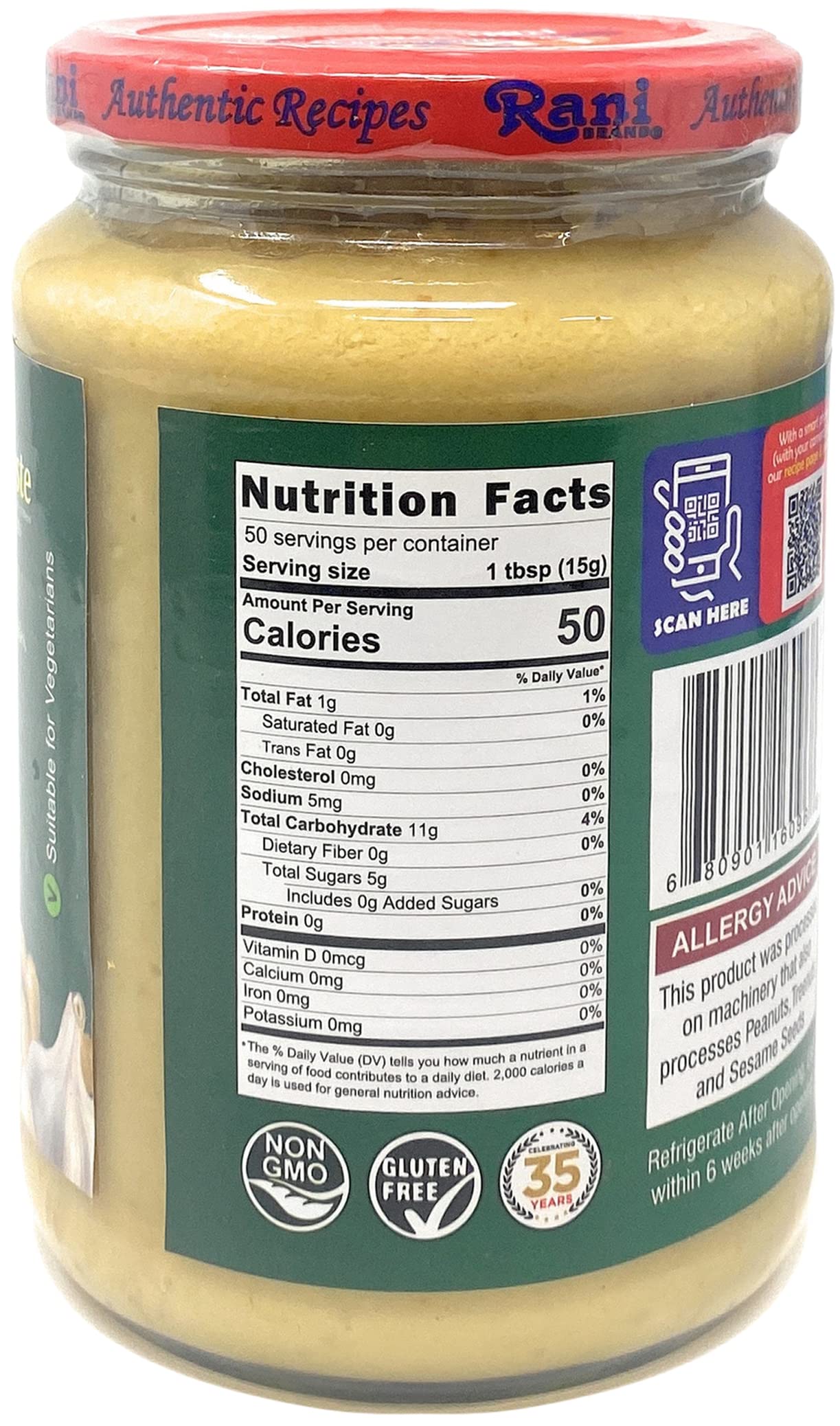 Rani Ginger Garlic Cooking Paste 26.5Oz (750G) Glass Jar, Pack Of 5+1 Free ~ Vegan | Gluten Free | Non-Gmo | No Colors | Indian Origin