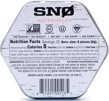 Watermelon Keto Xylitol Candy Chips - Sn 1.5Oz Tin - Sugar-Free Candy With Only 2 Ingredients | Low Carbs, Diabetic-Friendly, No