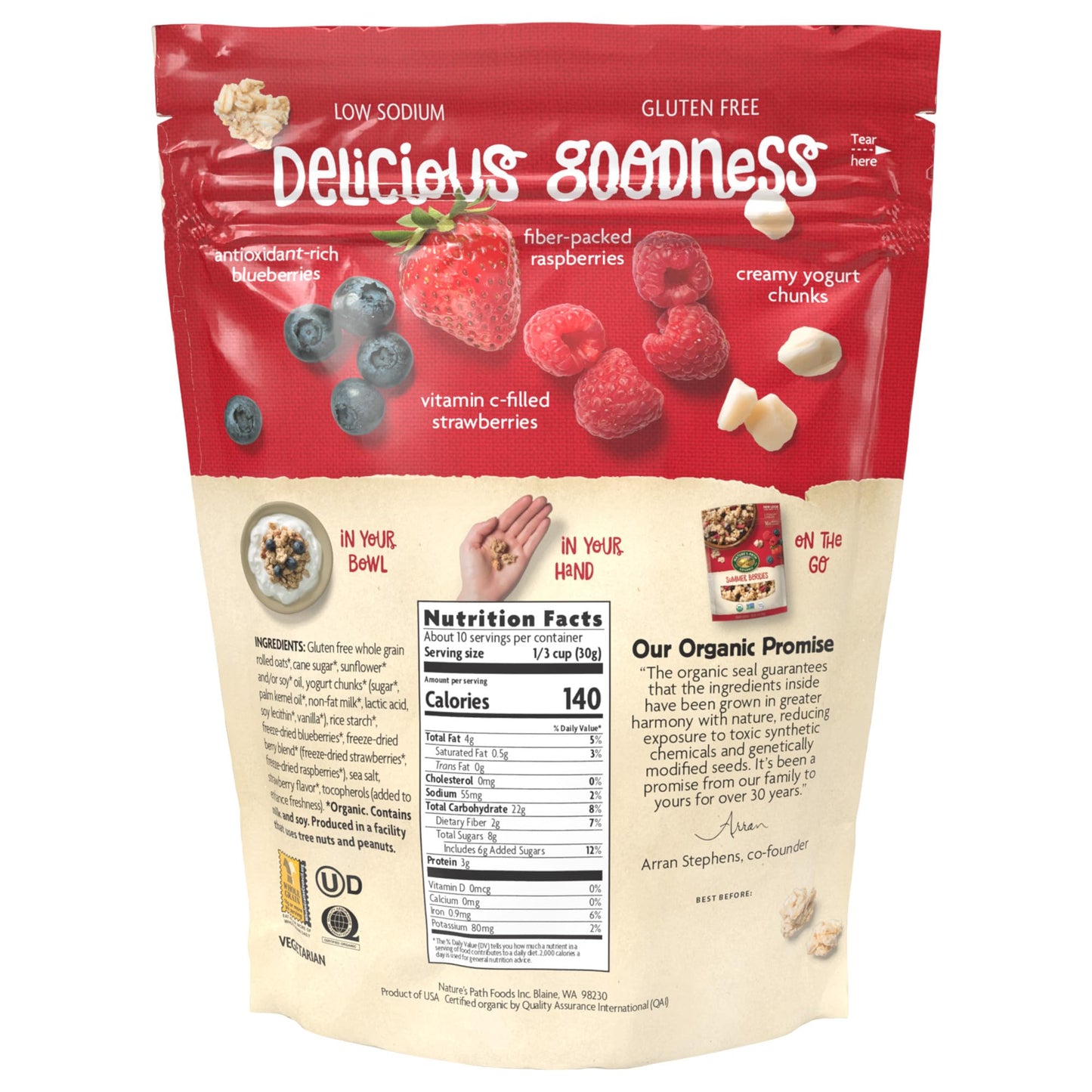 Natures Path Organic Summer Berries Granola, 11 oz (Pack of 1), Gluten Free, Non-GMO