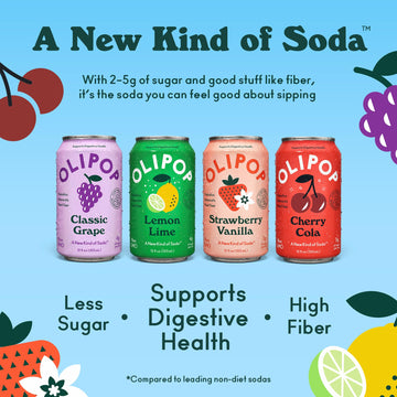 Olipop Prebiotic Soda Pop, Fruity Fun Variety, Pantry Pack Packed With Prebiotics, Fiber, And Botanicals, Gluten Free, Vegan, Gm
