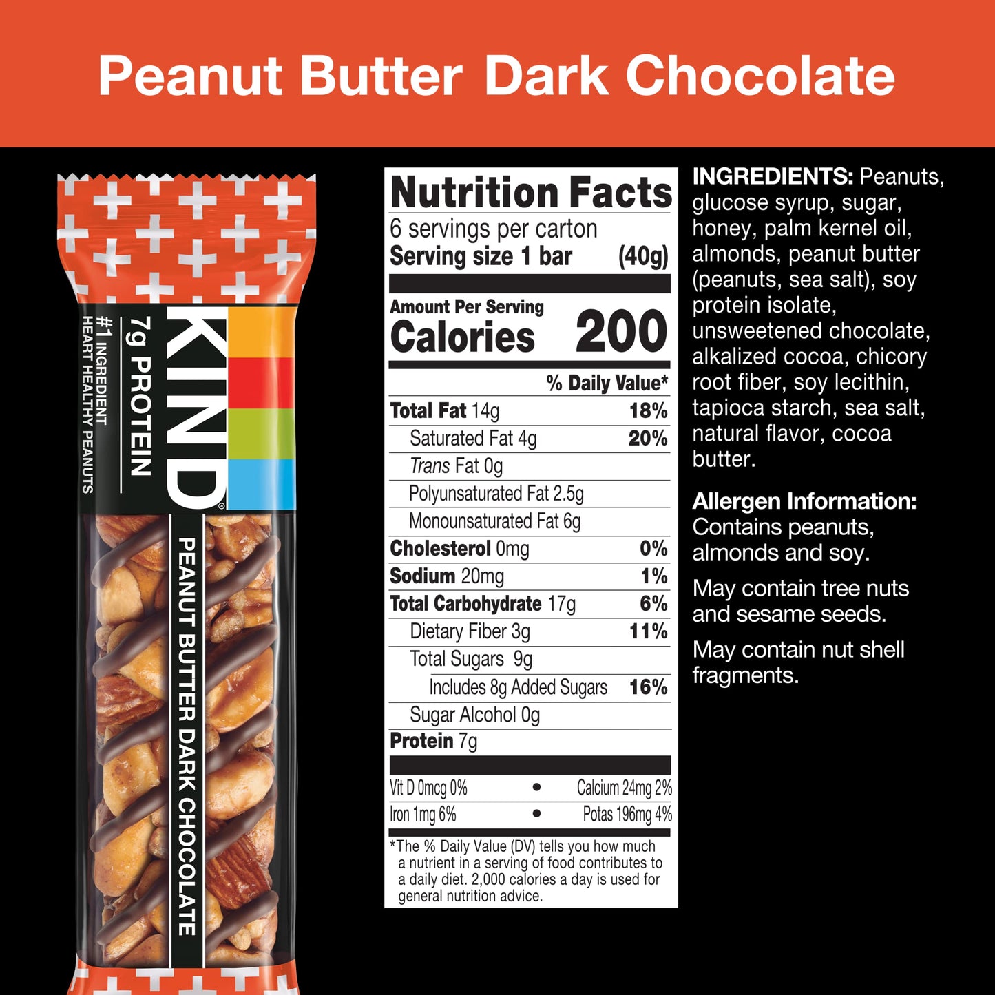 KIND PBTR DARK CHOCOLATE ( 10 X 6 OZ )