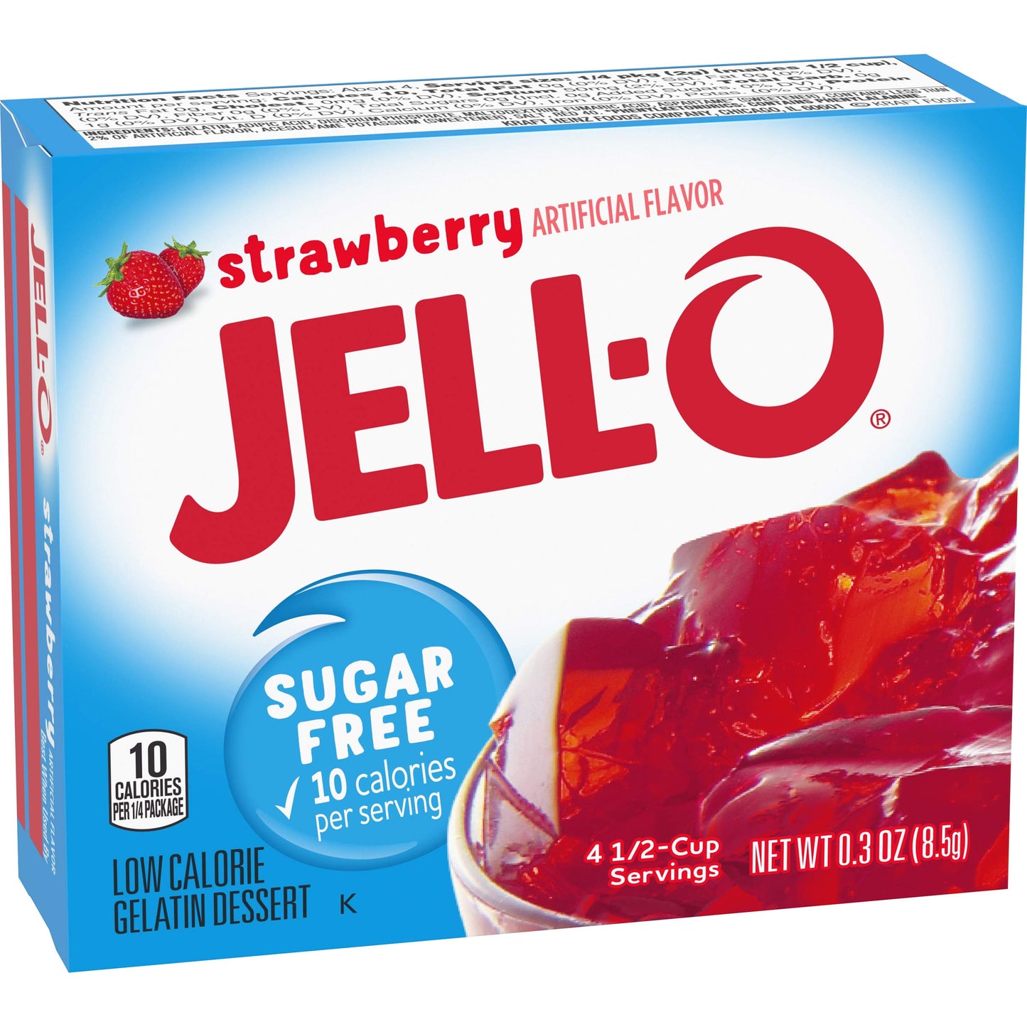Jell-O Strawberry Sugar Free Gelatin Dessert Mix, 0.3 oz Boxes, 24 Count Pack