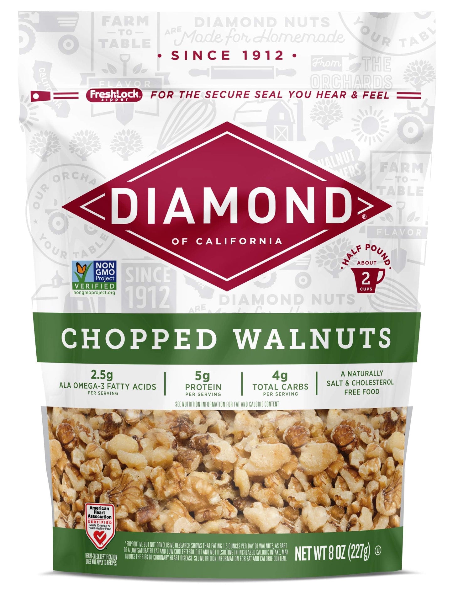 Diamond of California Chopped Walnuts, 8 oz - 12 count