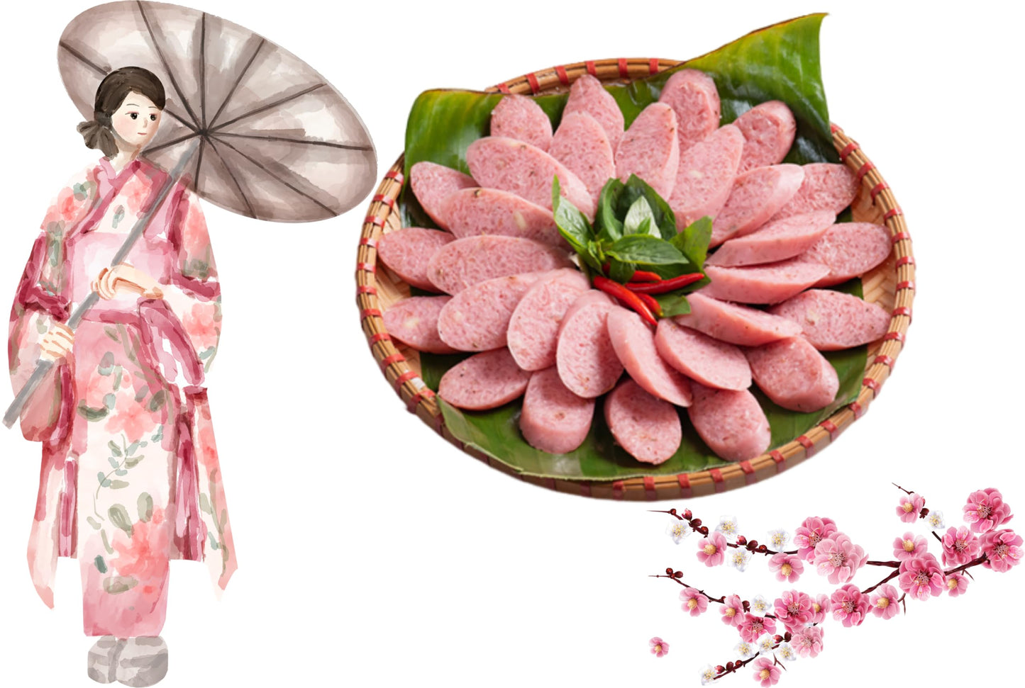 Vietnamese Fermented Sausage (Nem Chua Style) - Whole 1 Lb Pack | Traditional Tangy & Savory Flavor | Ready To Eat Protein Snack Or Appetizer (Unsliced) (Pork Fermented Sausage)