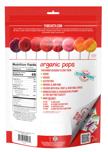 Yumearth Organic Lollipops, Assorted Flavors, 8.5 Ounce, 40 Lollipops - Allergy Friendly, Non Gmo, Gluten Free, Vegan (Packaging