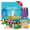 Mothers Day Gifts for Mom Gift Sets for Tea Lovers Women and Men Tumbler 15 Unique Teas 10 Honey Straws (Mom Card-Purple)