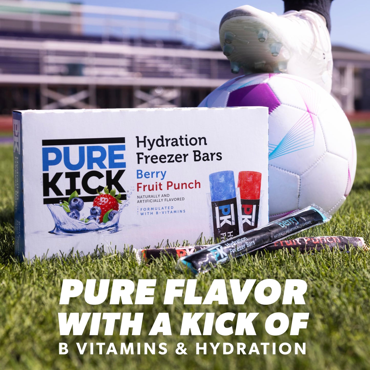 Pure Kick Freezer Bars, 1.5 Oz, Hydrating Ice Pops, Naturally Flavored With Other Natural Flavors, Berry And Fruit Punch, 16 Cou