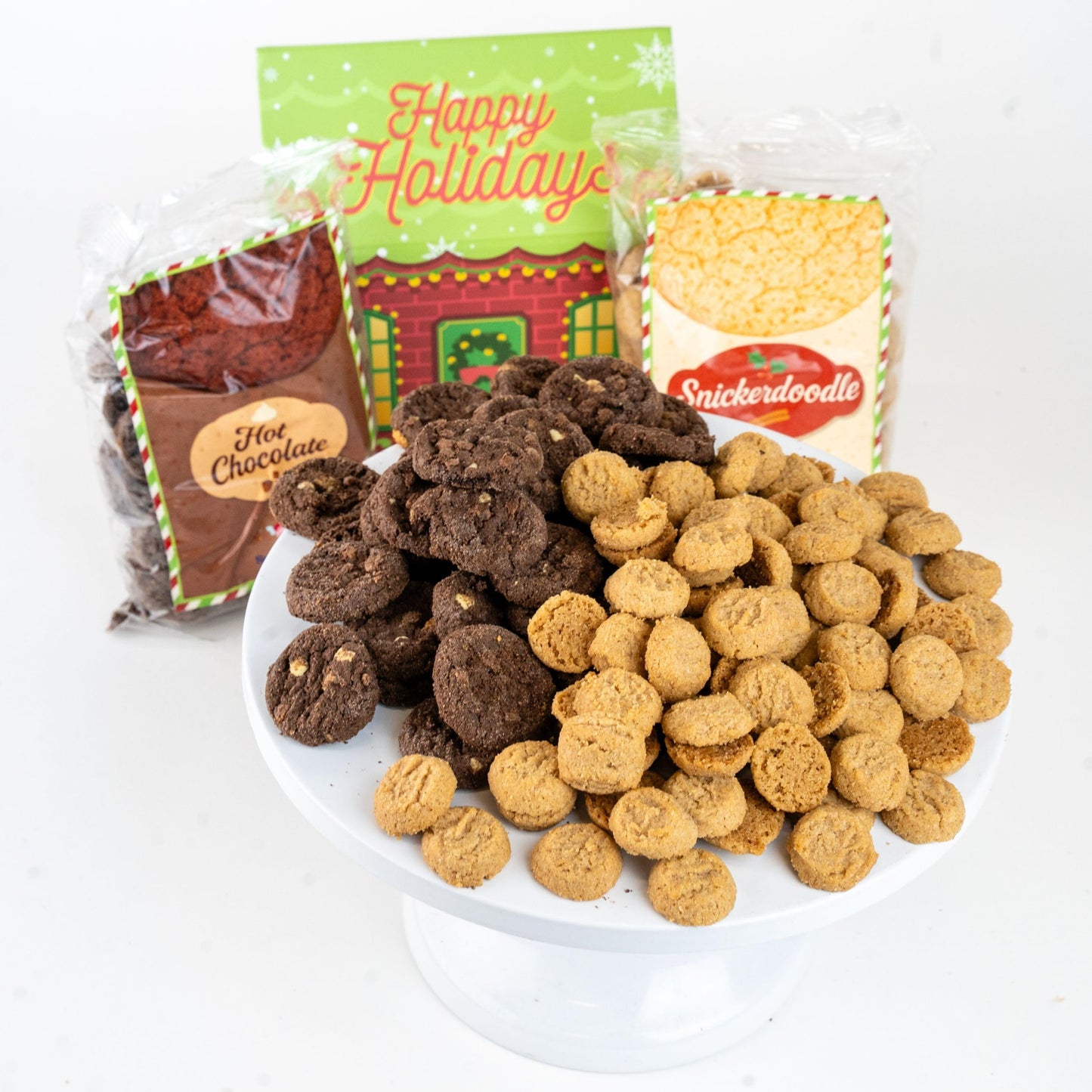 Christmas Cookie House Gift Box With 2 Cookie Flavors Inside By Send A Cake – Hot Chocolate & Snickerdoodle Sugar Cookies – Festive Holiday Gift For Women, Men, Sister, Mom, Dad, Best Friend, Mature-Themeds, Kids