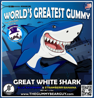 The Gummy Bear Guy Worlds Largest Gummy Shark - Blue Raspberry, Pineapple, Banana, Strawberry, 1 Count