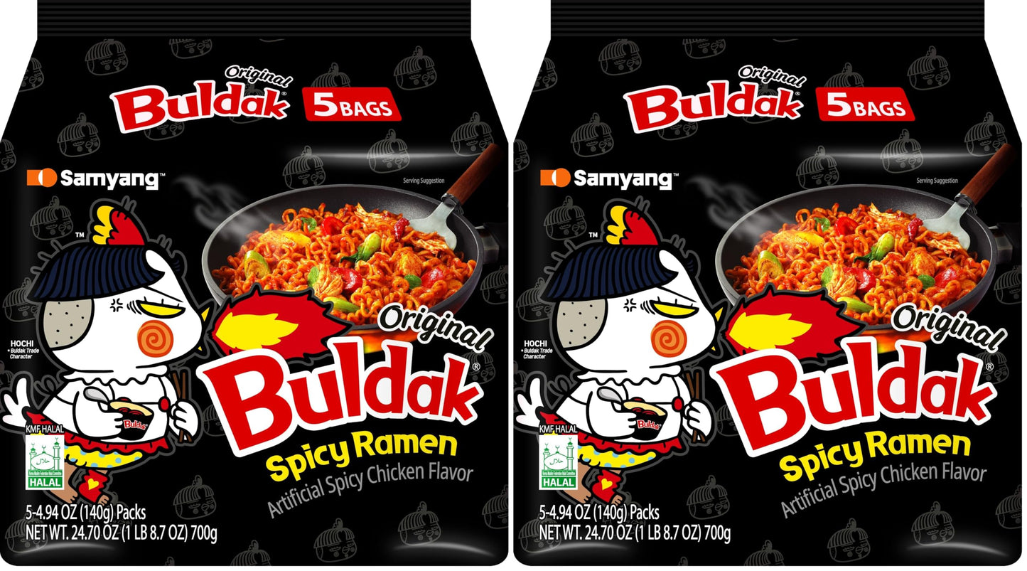 Samyang Buldak Korean Hot Spicy Chicken Stir-Fried Ramyun Noodles 4.94 oz (Pack of 10)
